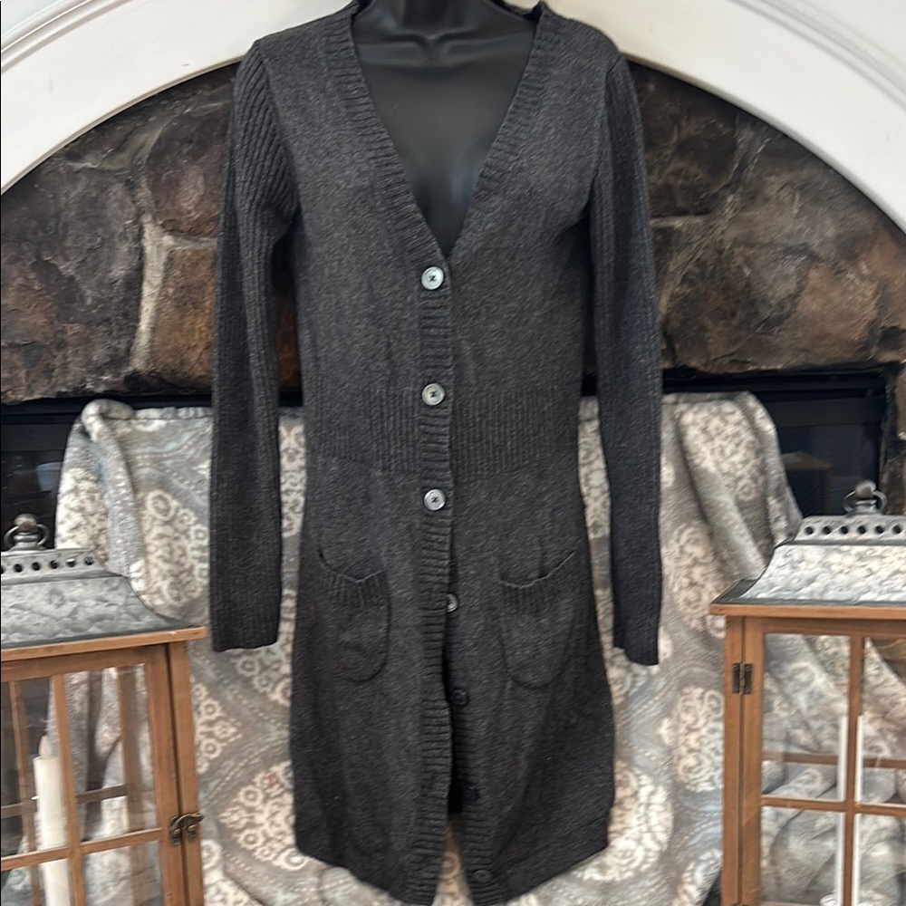 Banana Republic Gray Cardigan Sweater Long Knit